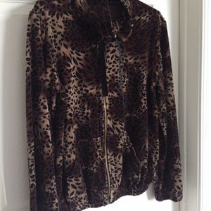 Ellen Tracy Leopard Velour Active Jacket